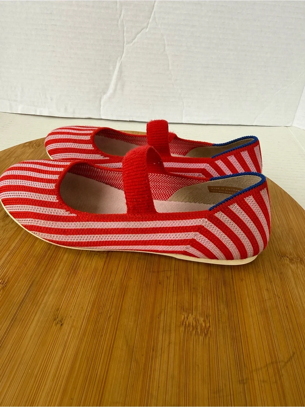 Rothy’s Kids Mary Jane Size K2 Cherry Stripped Flats Shoes Comfort Colorful